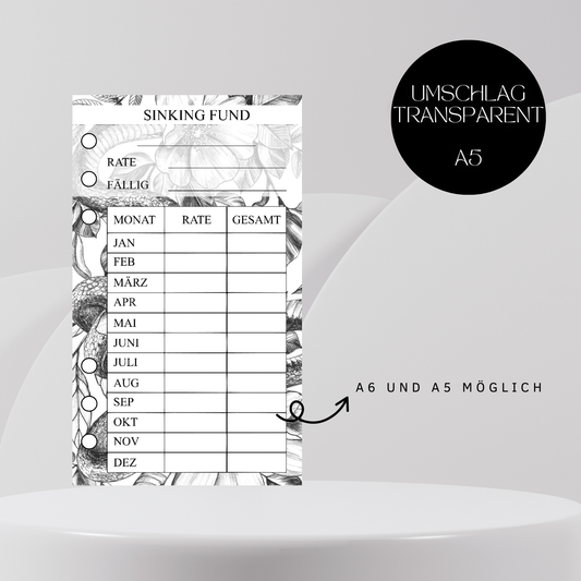 Umschläge/Sinking Fund "Flower Snake" transparent A5