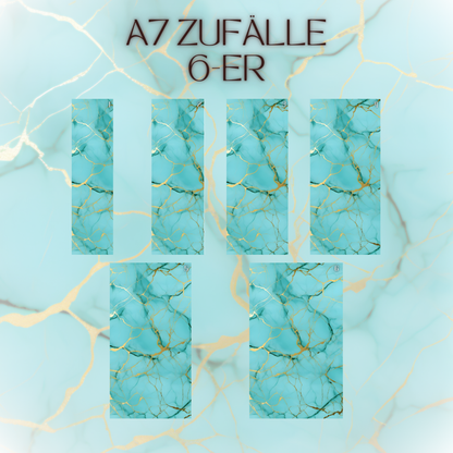 Register A7 Türkis Marmor Zufälle 6er Set