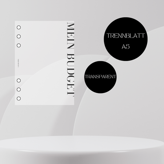 Trennblatt "Mein Budget" A5 Transparent laminiert