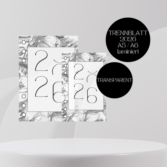 Trennblatt 2026 A6 / A5 Transparent