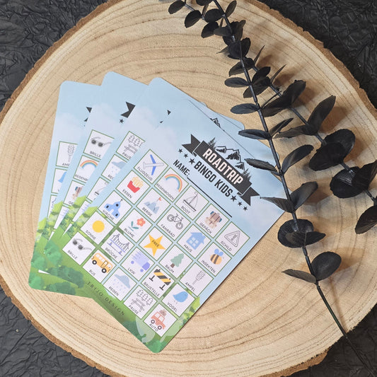 Roadtrip Bingo Kids A6 laminiert