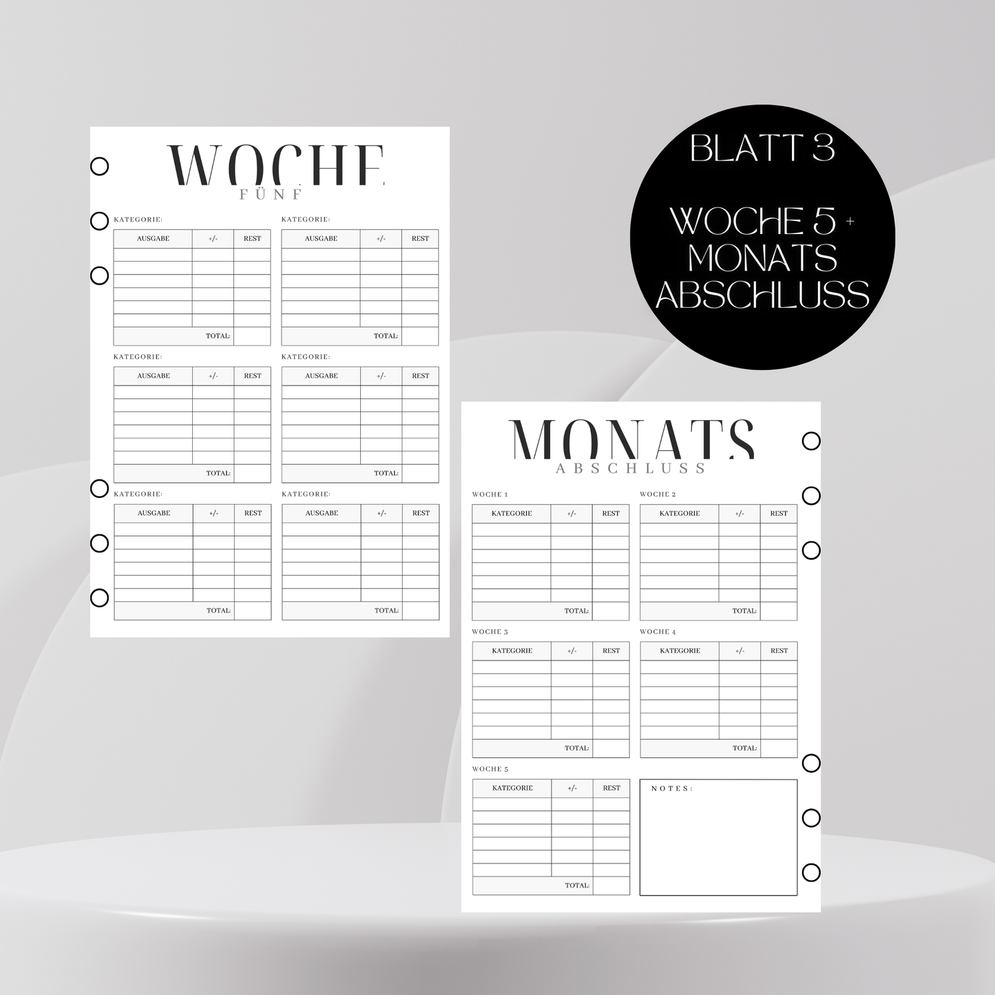 Variable Kosten 6 Monate Einlagen-Paket A5 Budgetplaner