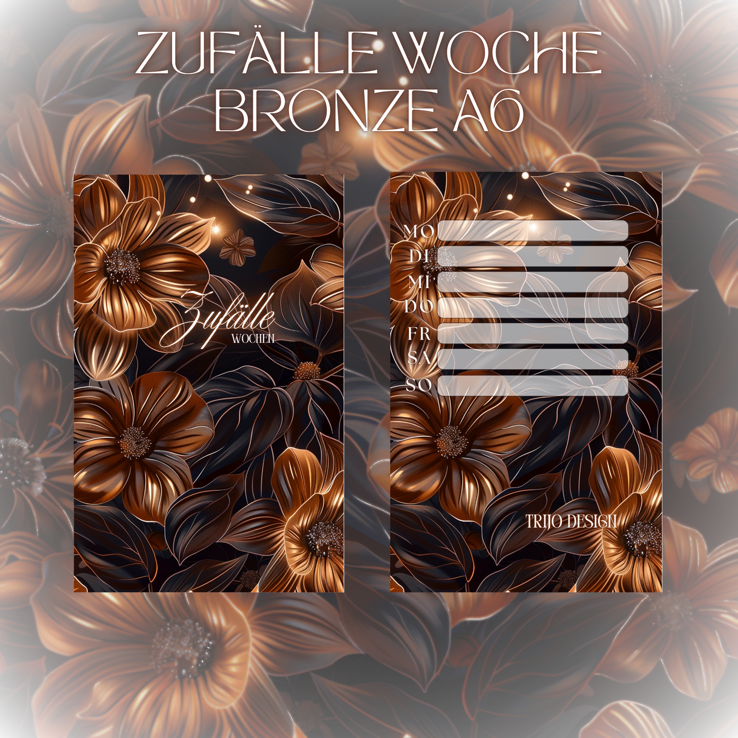 Register A6 Bronze Blumen Zufälle 7 Tage Set Wochen-Zufälle