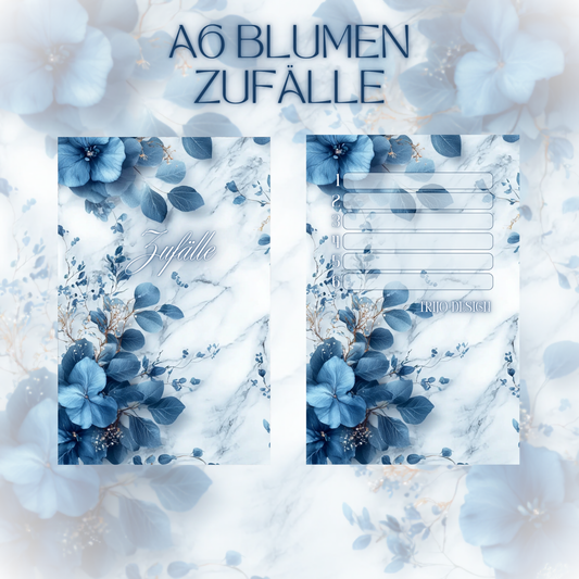 6er Set Register A6 Blaue Blumen Zufälle