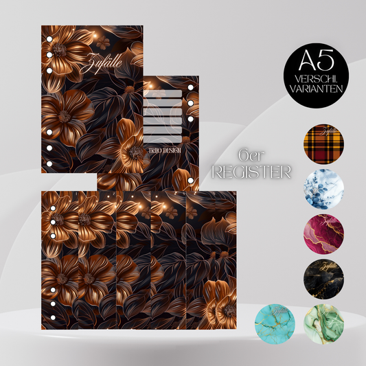 6er Set Register A5 Versch. Varianten Zufälle