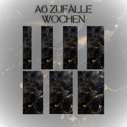 Register A6 Schwarz Marmor Zufälle 7 Tage Set Wochen-Zufälle