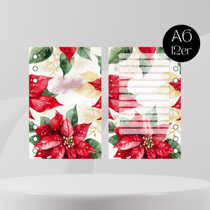 Register A6 Christmas Flowers Zufälle 12er Set