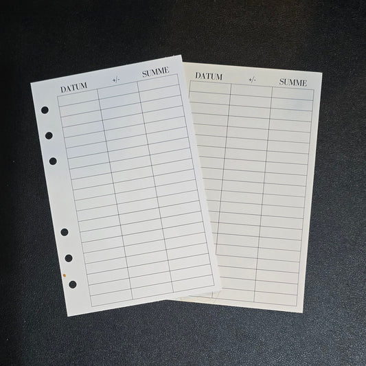 Doppelseitiger Tracker zum Einheften A6 unlaminiert